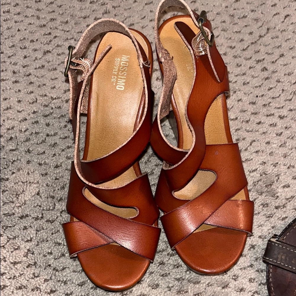 Mossimo Supply Co. Brown Sandals with Crisscross Straps